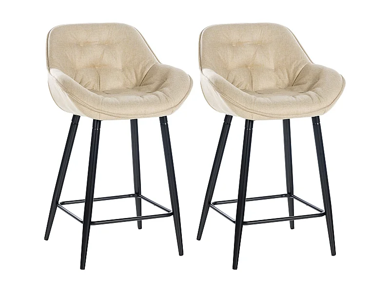 Lot de 2 tabourets métal crème 54 x 57.5 x 93.5 cm 10_0004167