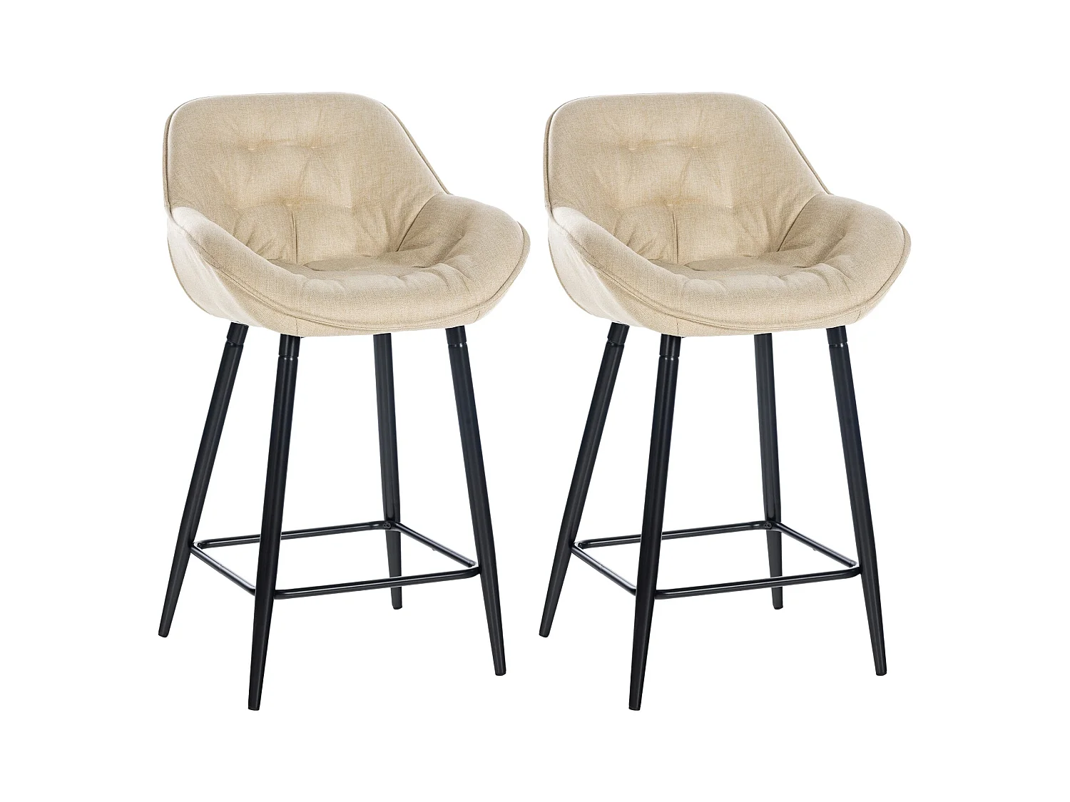 Lot de 2 tabourets métal crème 54 x 57.5 x 93.5 cm 10_0004167