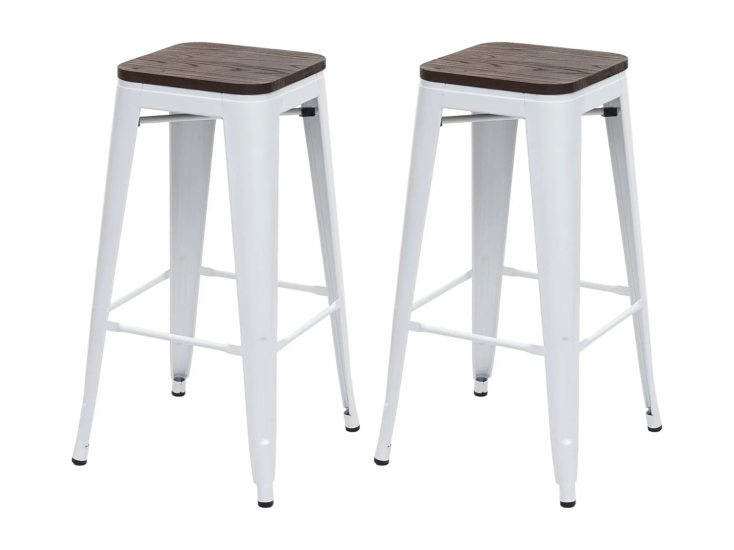 Lot de 2 tabourets métal blanche 44 x 40 x 92 cm 04_0007449