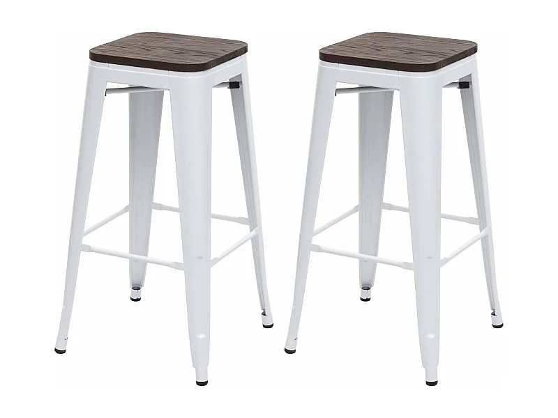 Lot de 2 tabourets métal blanche 44 x 40 x 92 cm 04_0007449