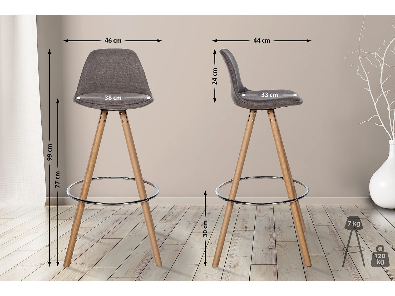 Tabouret de bar chaise bois marron 38 x 44 x 99 cm 10_0004635