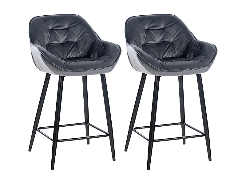 Lot de 2 tabourets métal grise 54 x 57.5 x 93.5 cm 10_0004161