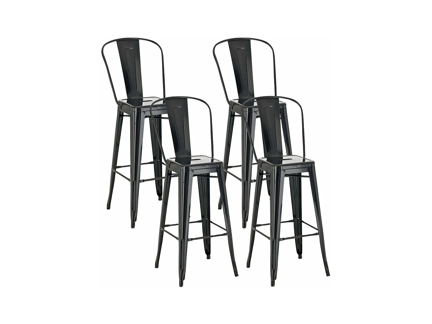 Lot de 4 tabourets métal argentée 44 x 52 x 115 cm 10_0004489