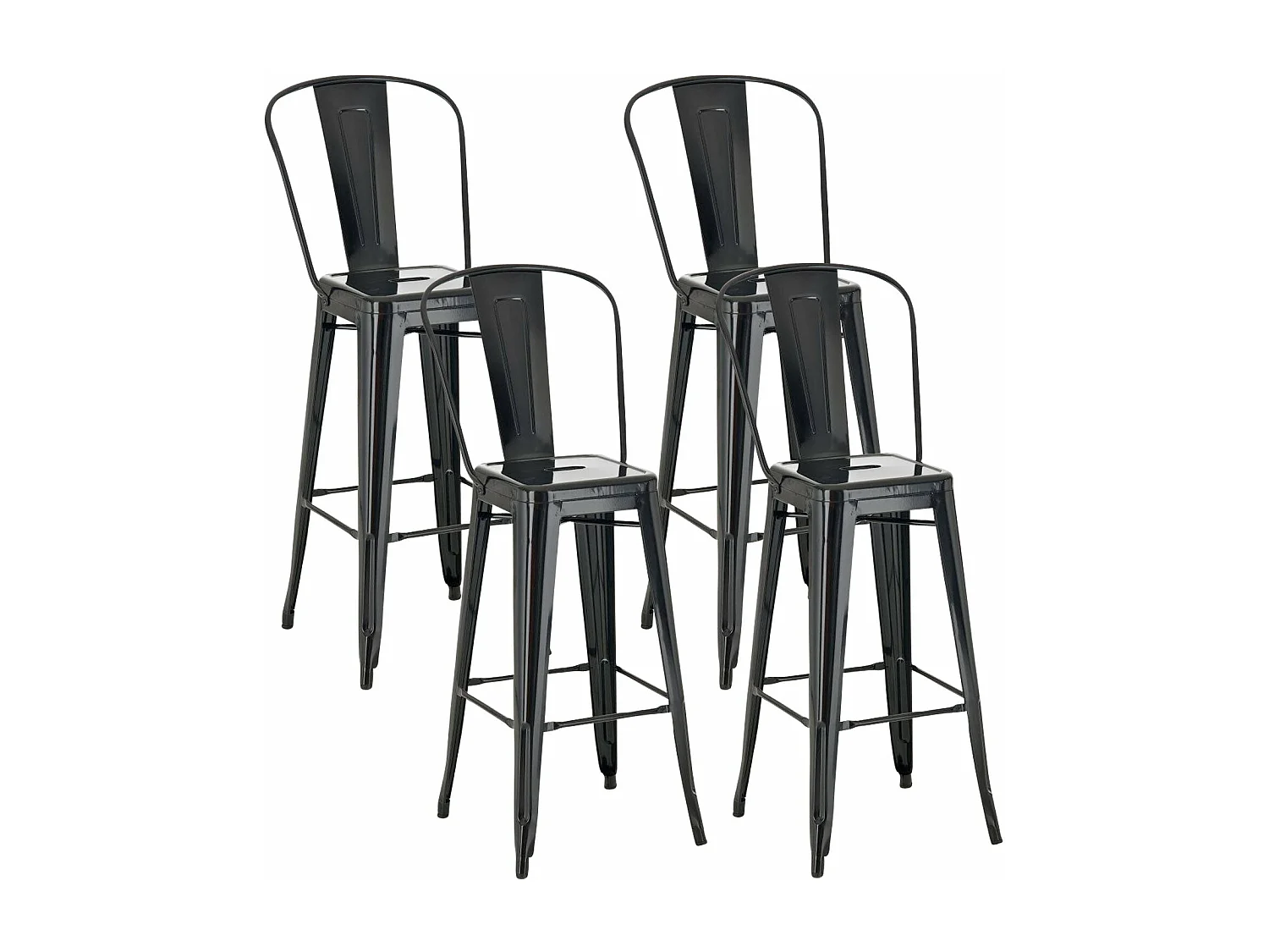 Lot de 4 tabourets métal argentée 44 x 52 x 115 cm 10_0004489