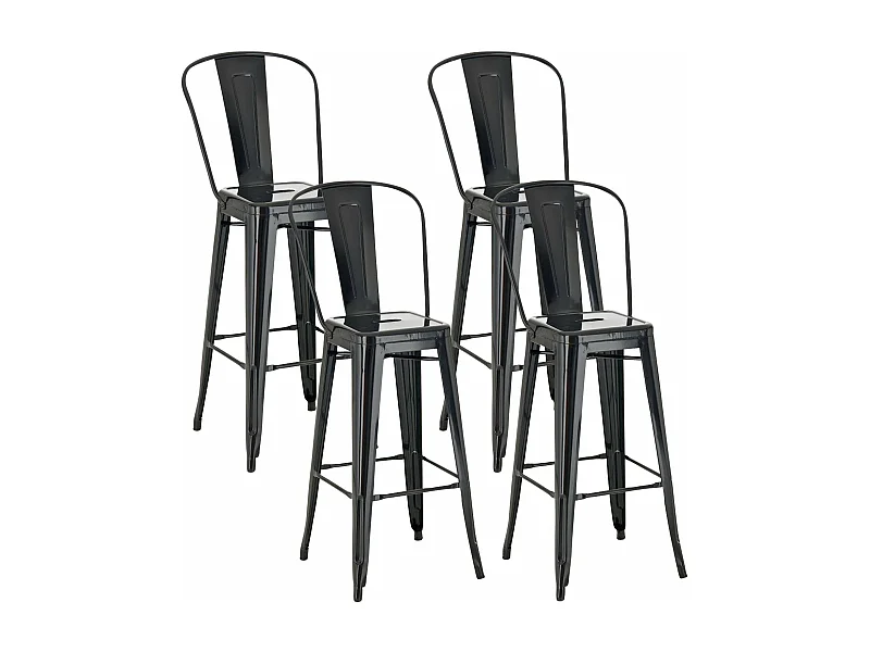 Lot de 4 tabourets métal argentée 44 x 52 x 115 cm 10_0004489