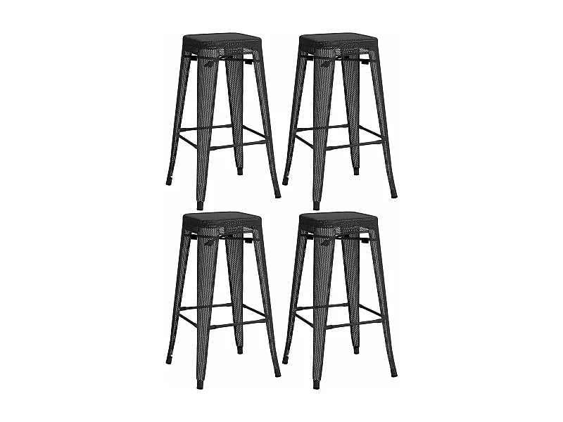 Set de 4 tabourets métal argentée 43 x 43 x 77 cm 10_0004509