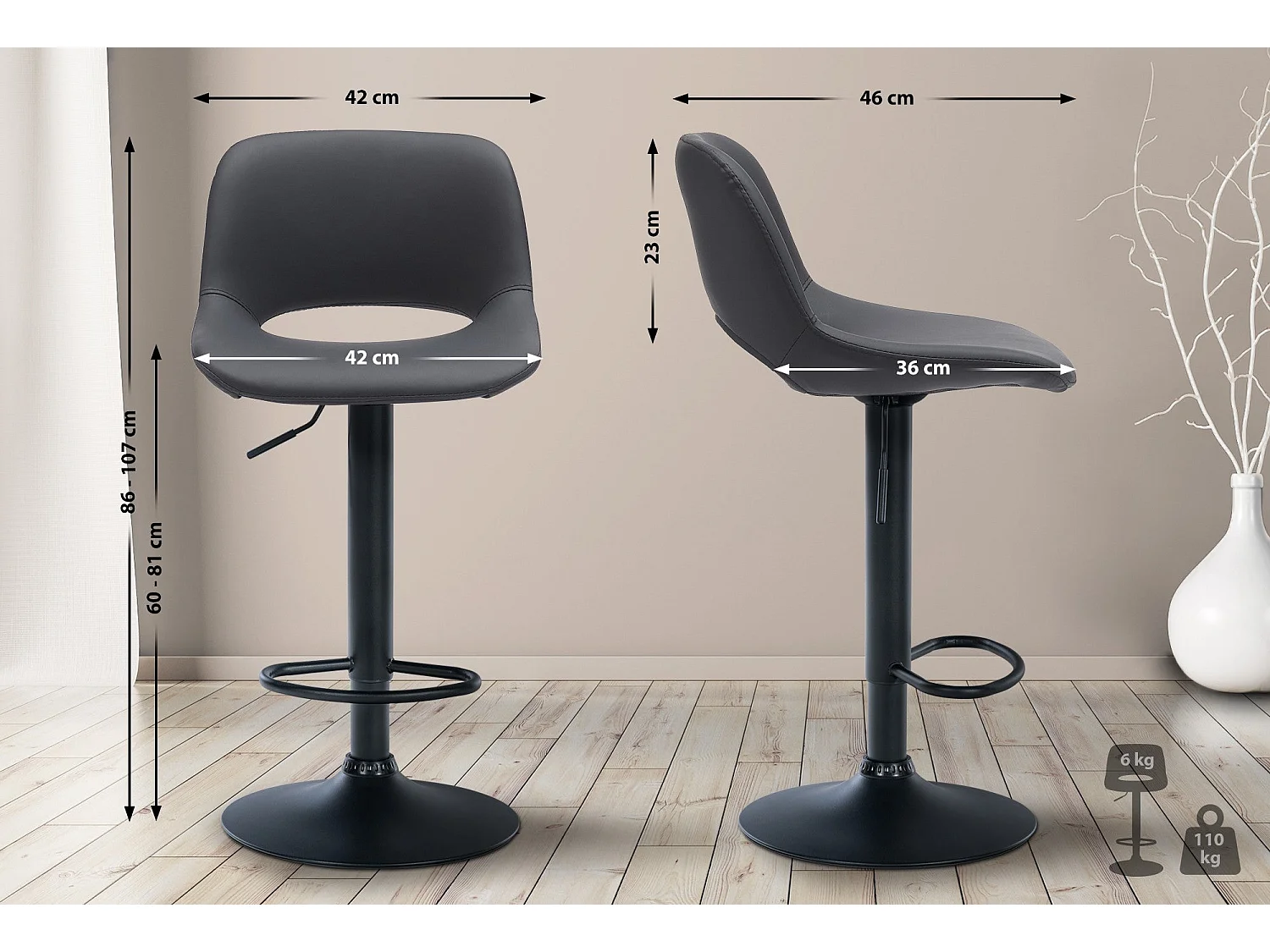 Tabouret de bar chaise métal argentée 42 x 46 x 86 cm 10_0004584