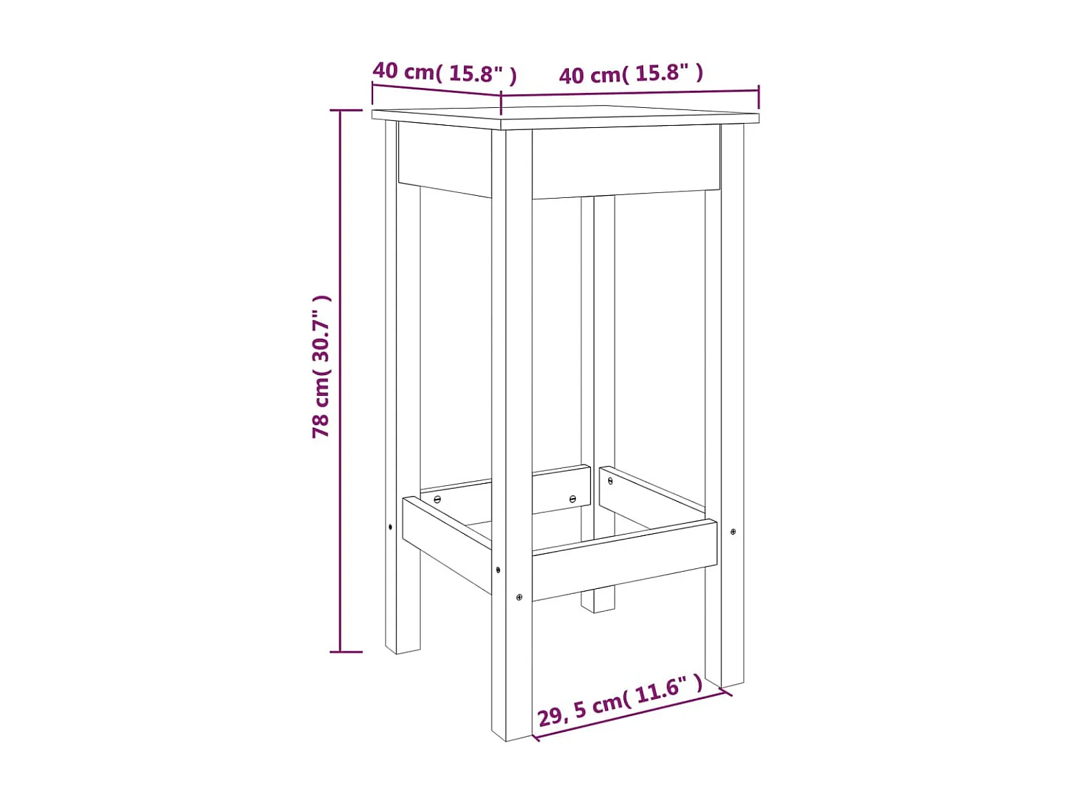 Lot de 2 tabourets bois marron 40 x 40 x 78 cm DEC025180