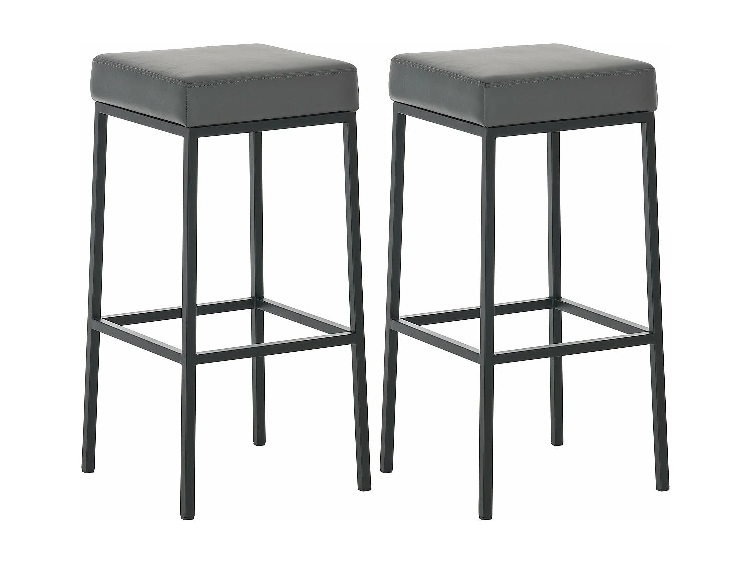 Lot de 2 tabourets métal grise 37 x 37 x 80 cm 10_0004363