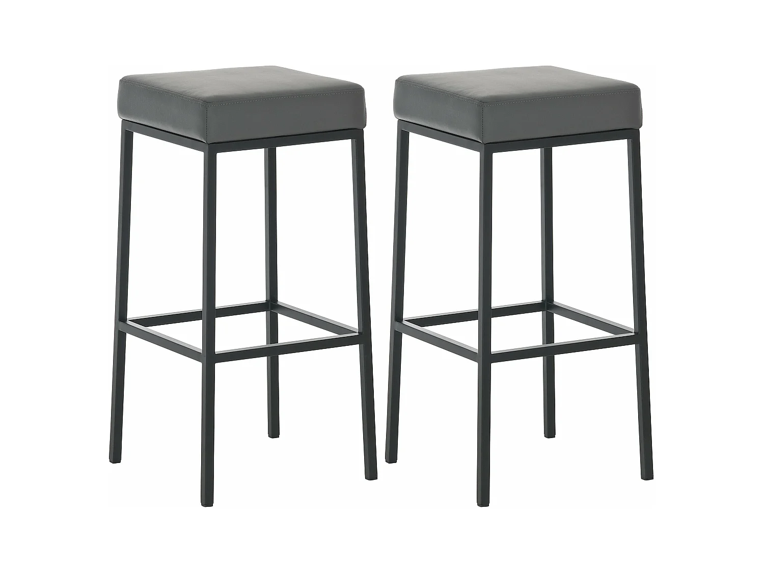 Lot de 2 tabourets métal grise 37 x 37 x 80 cm 10_0004363