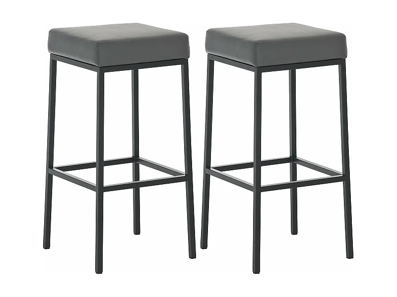 Lot de 2 tabourets métal grise 37 x 37 x 80 cm 10_0004363