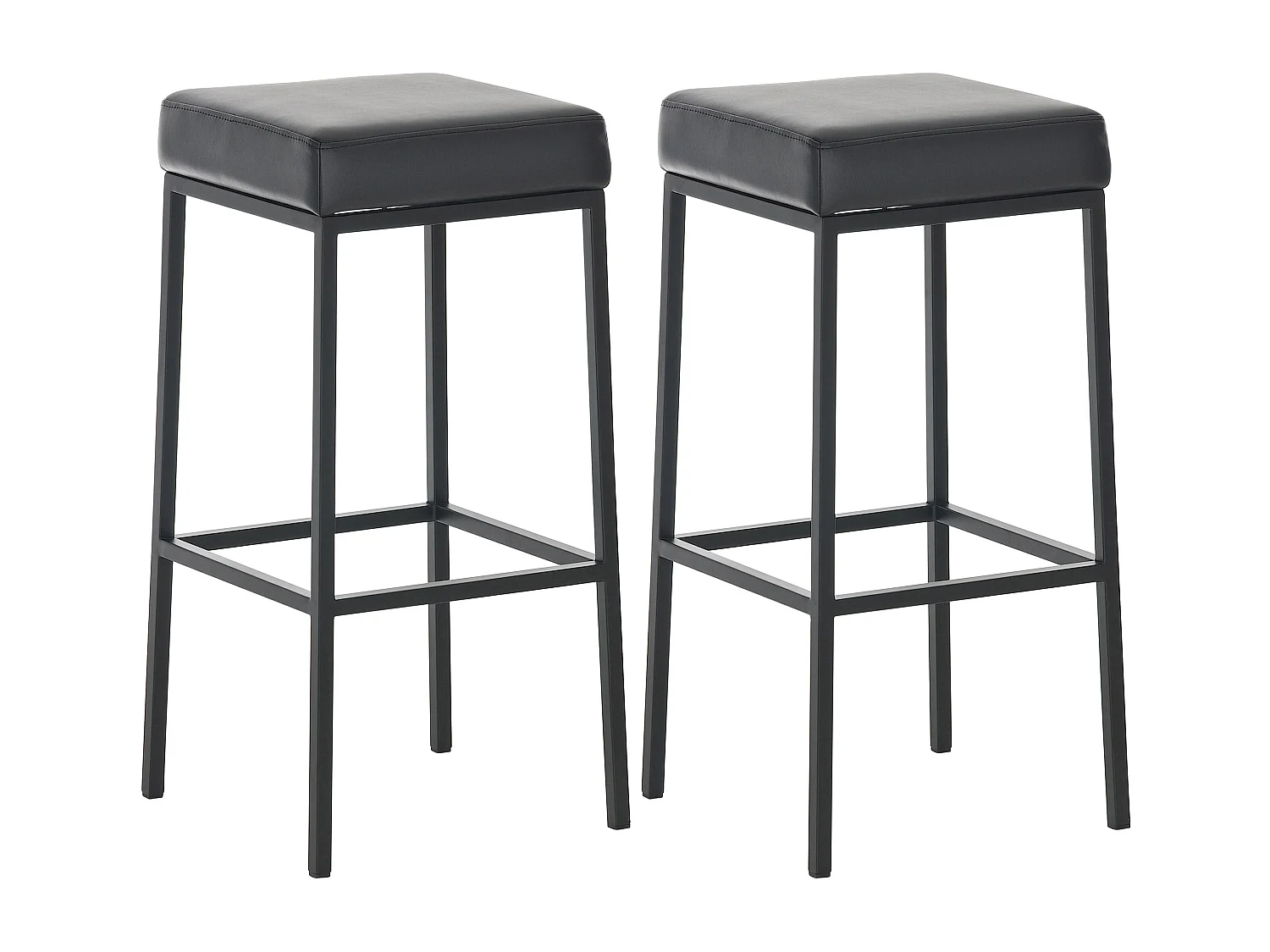 Lot de 2 tabourets métal argentée 37 x 37 x 85 cm 10_0004381