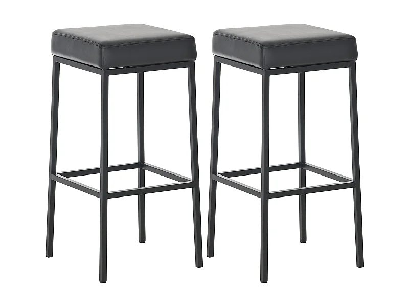 Lot de 2 tabourets métal argentée 37 x 37 x 85 cm 10_0004381