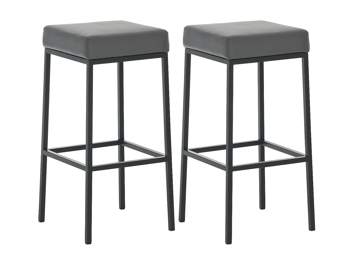 Lot de 2 tabourets métal grise 37 x 37 x 85 cm 10_0004377