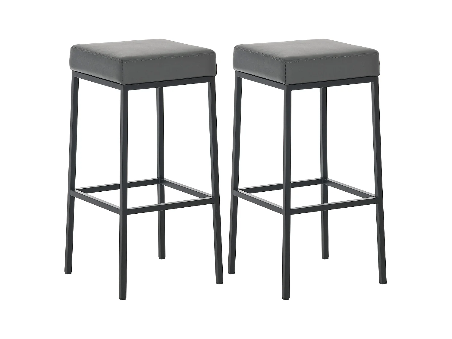 Lot de 2 tabourets métal grise 37 x 37 x 85 cm 10_0004377