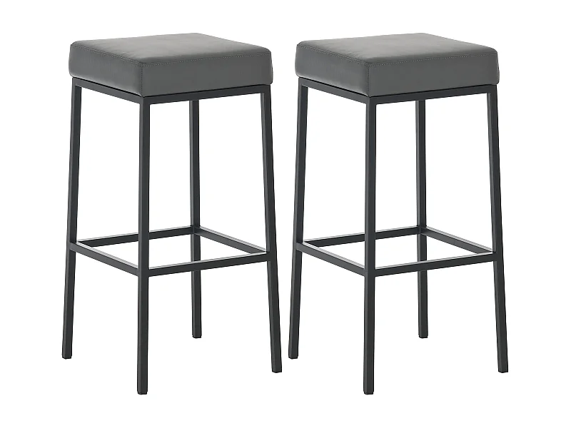 Lot de 2 tabourets métal grise 37 x 37 x 85 cm 10_0004377