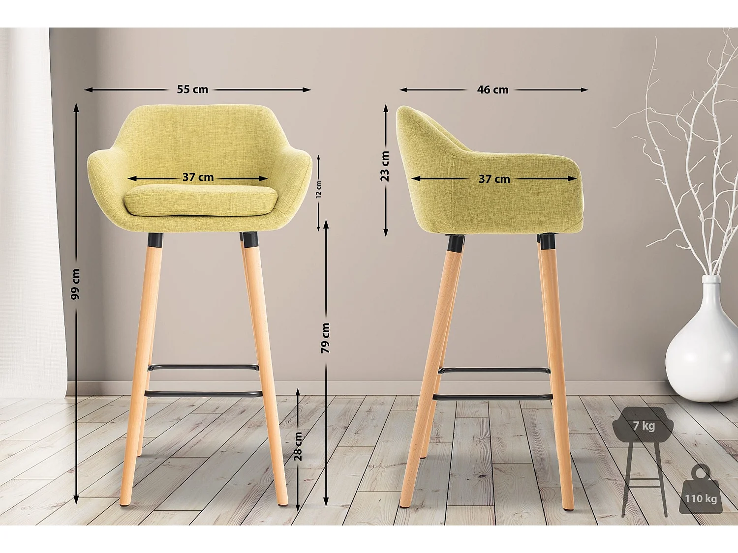 Tabouret de bar lounge métal marron 55 x 46 x 99 cm 10_0004927