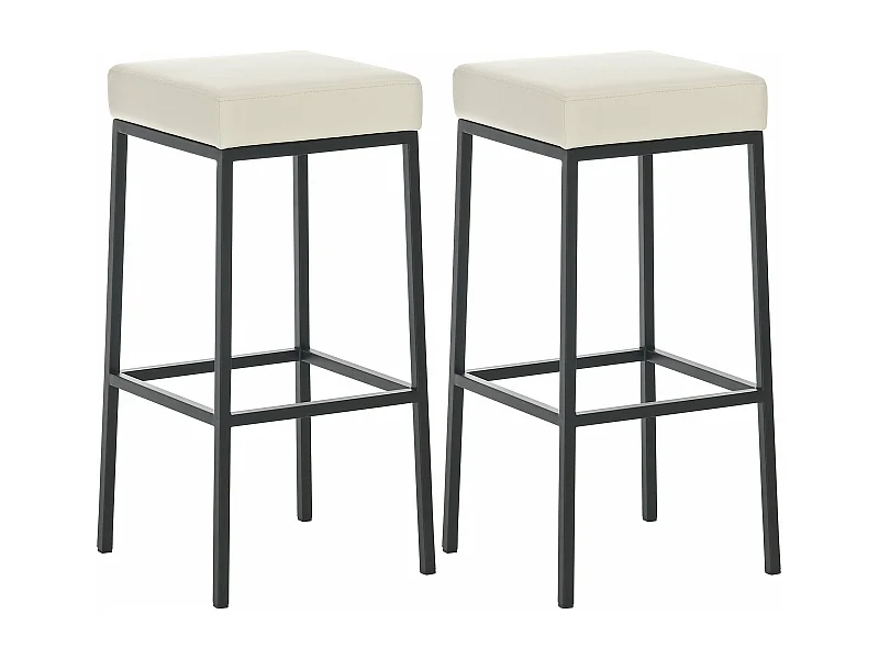 Lot de 2 tabourets métal crème 37 x 37 x 80 cm 10_0004364
