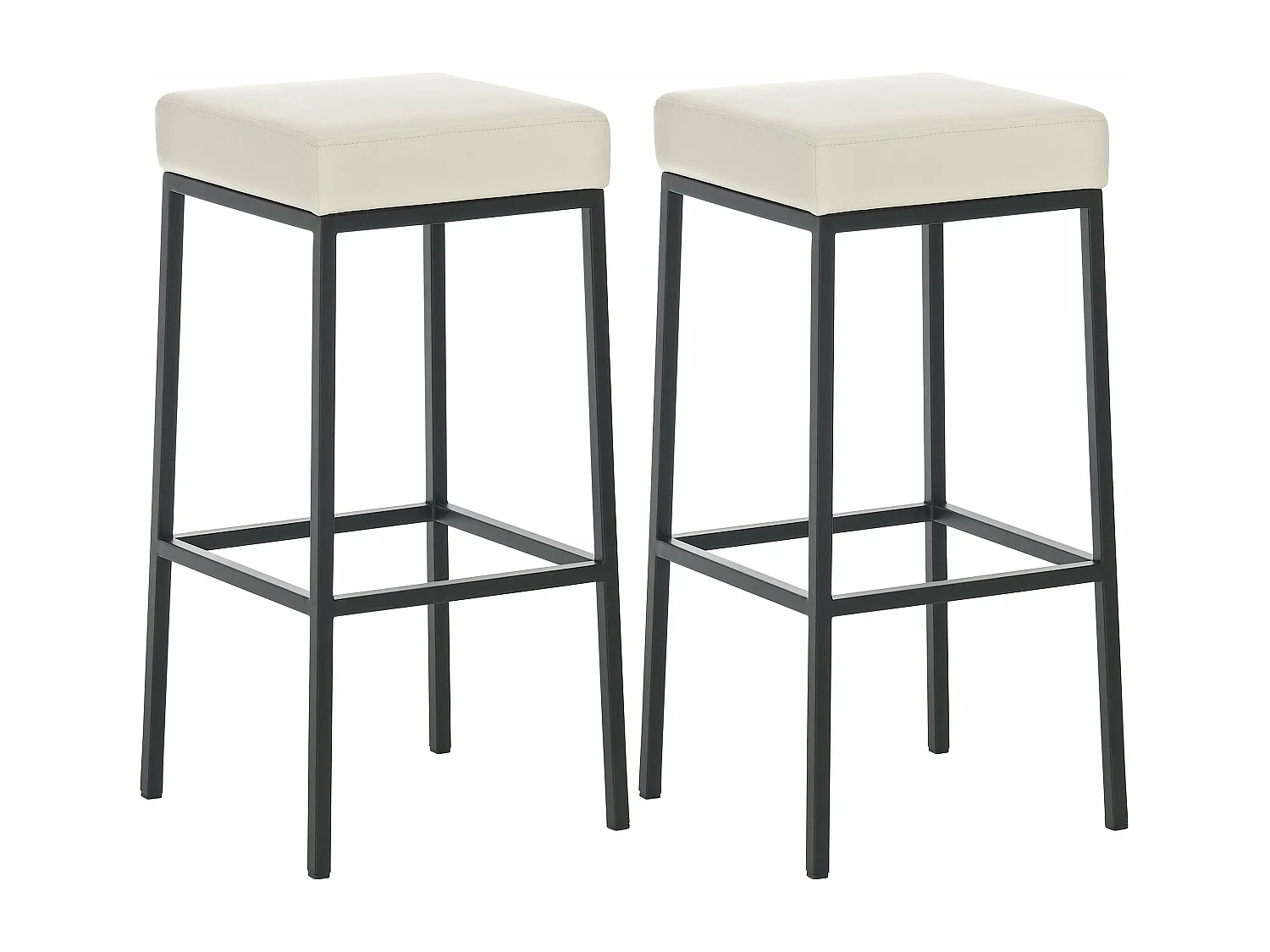 Lot de 2 tabourets métal crème 37 x 37 x 80 cm 10_0004364