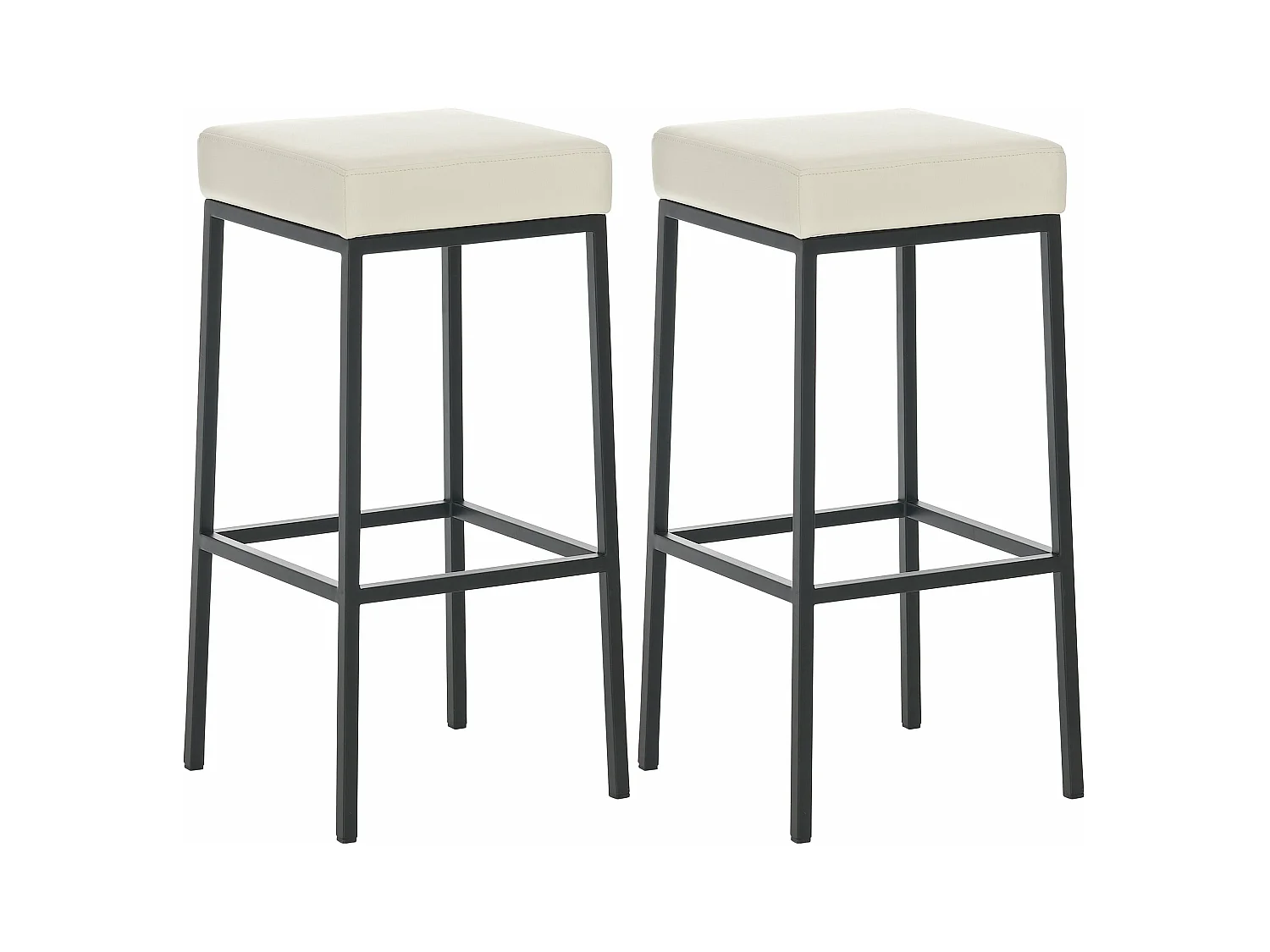 Lot de 2 tabourets métal crème 37 x 37 x 80 cm 10_0004364