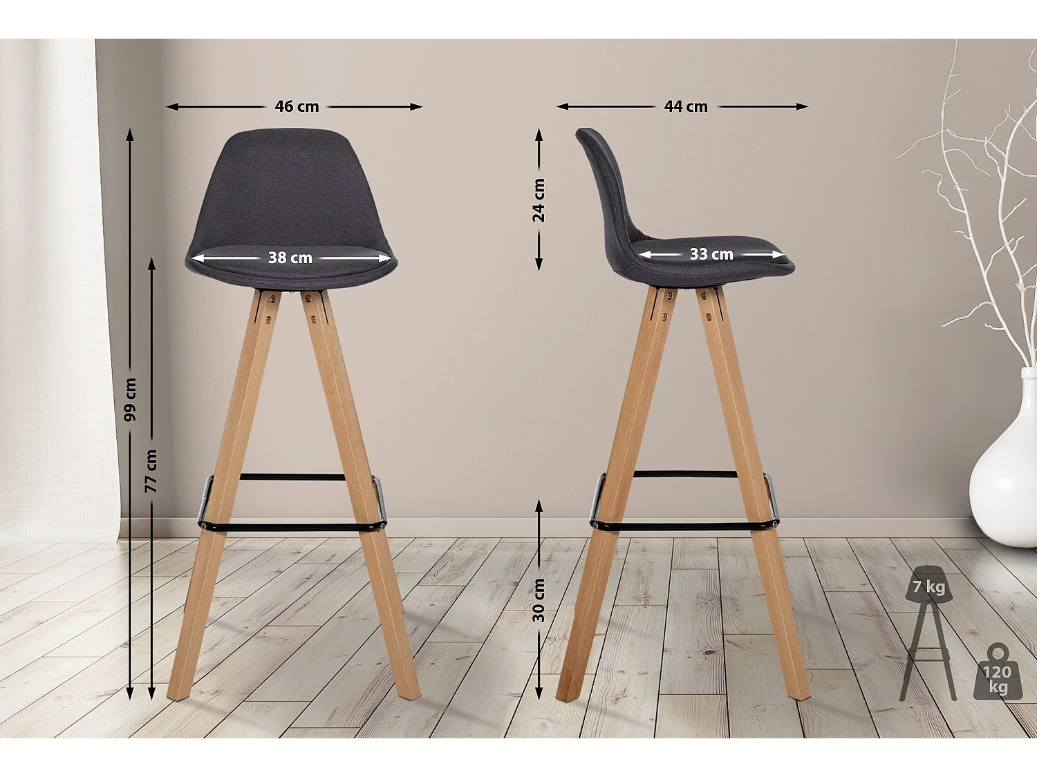 Tabouret de bar chaise bois marron 38 x 44 x 99 cm 10_0004637