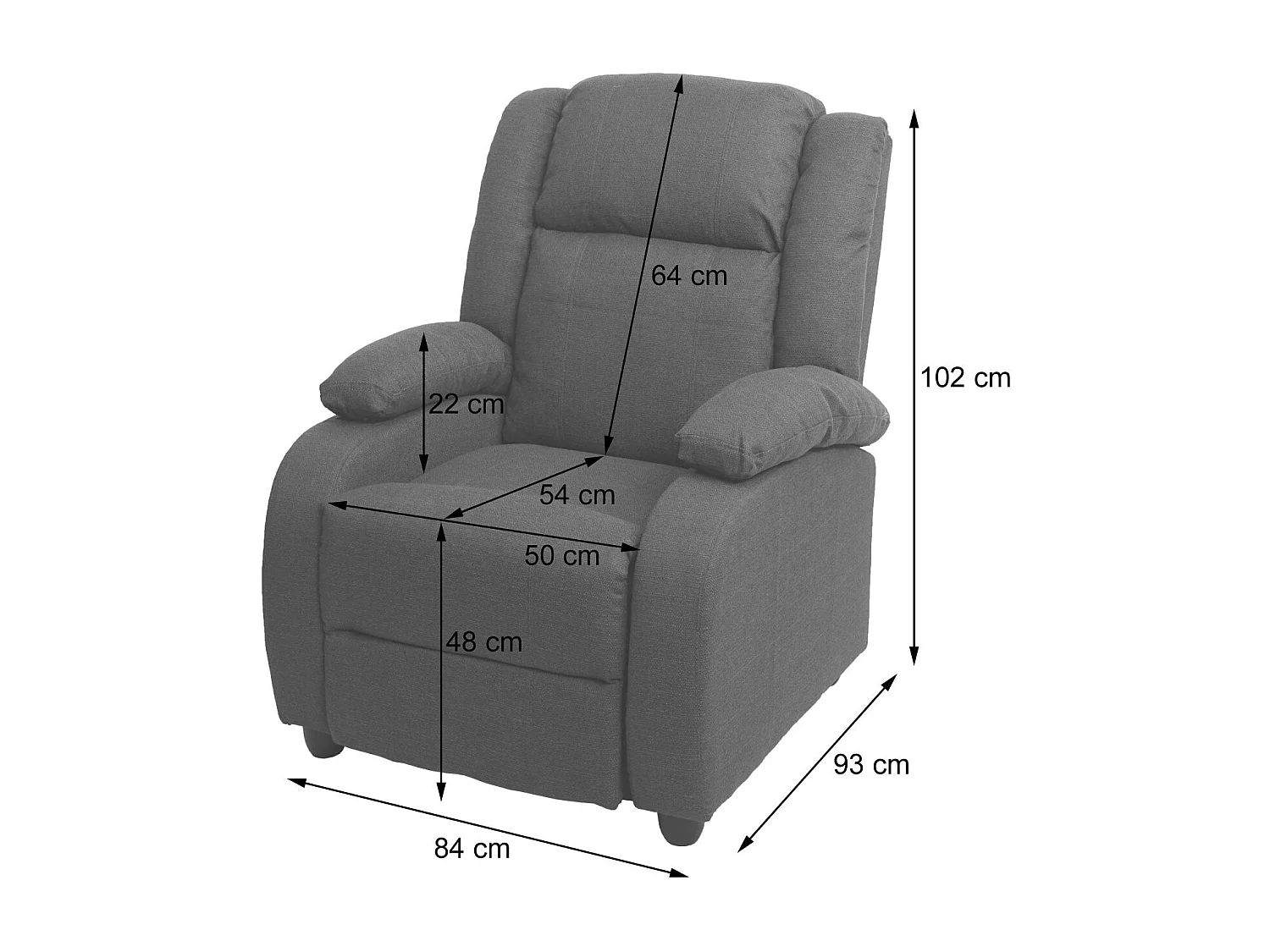 Fauteuil TV chaise longue tissu crème 84 x 93 x 102 cm 04_0003173