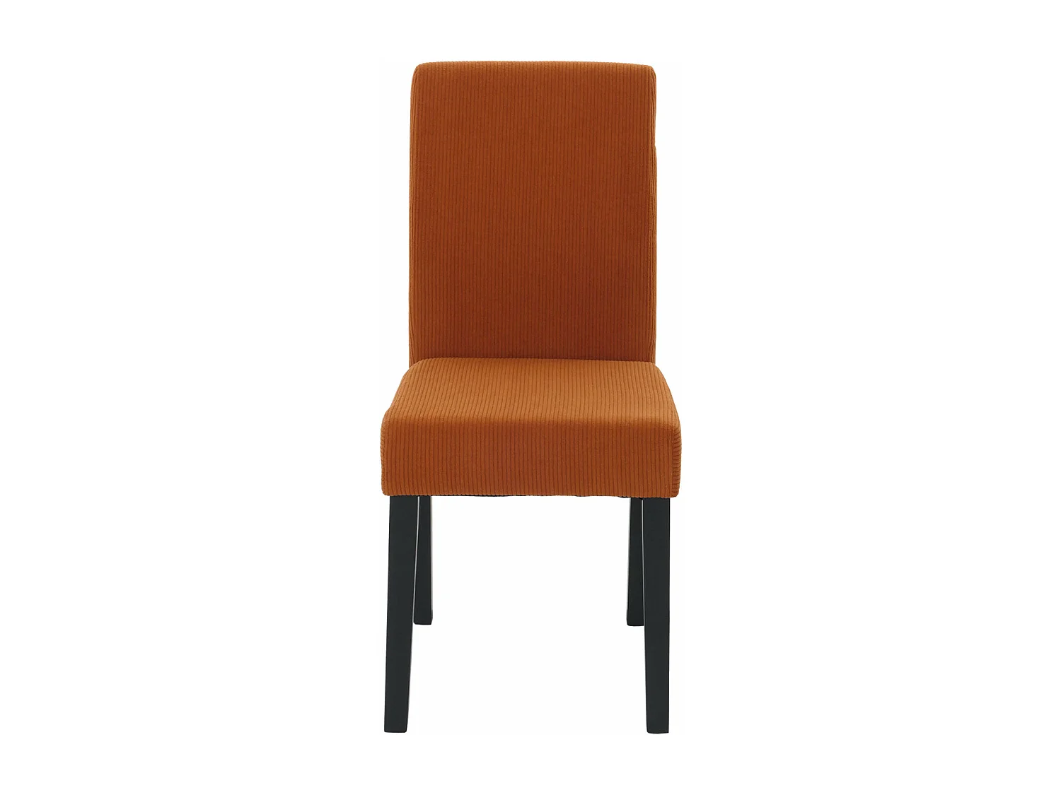 Lot de 2 chaises de salle à manger dossier haut en tissu velours côtelé terre cuite pieds en bois foncés 04_0007329