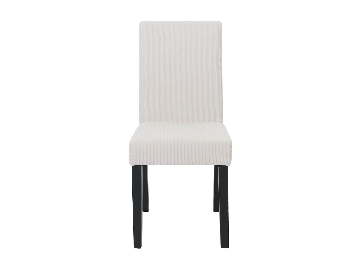 Lot de 2 chaises de salle à manger dossier haut en tissu velours côtelé crème pieds en bois foncés 04_0007326