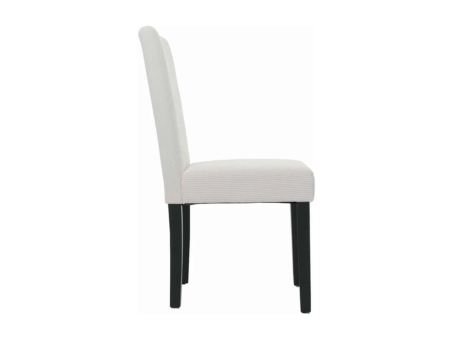 Lot de 2 chaises de salle à manger dossier haut en tissu velours côtelé crème pieds en bois foncés 04_0007326