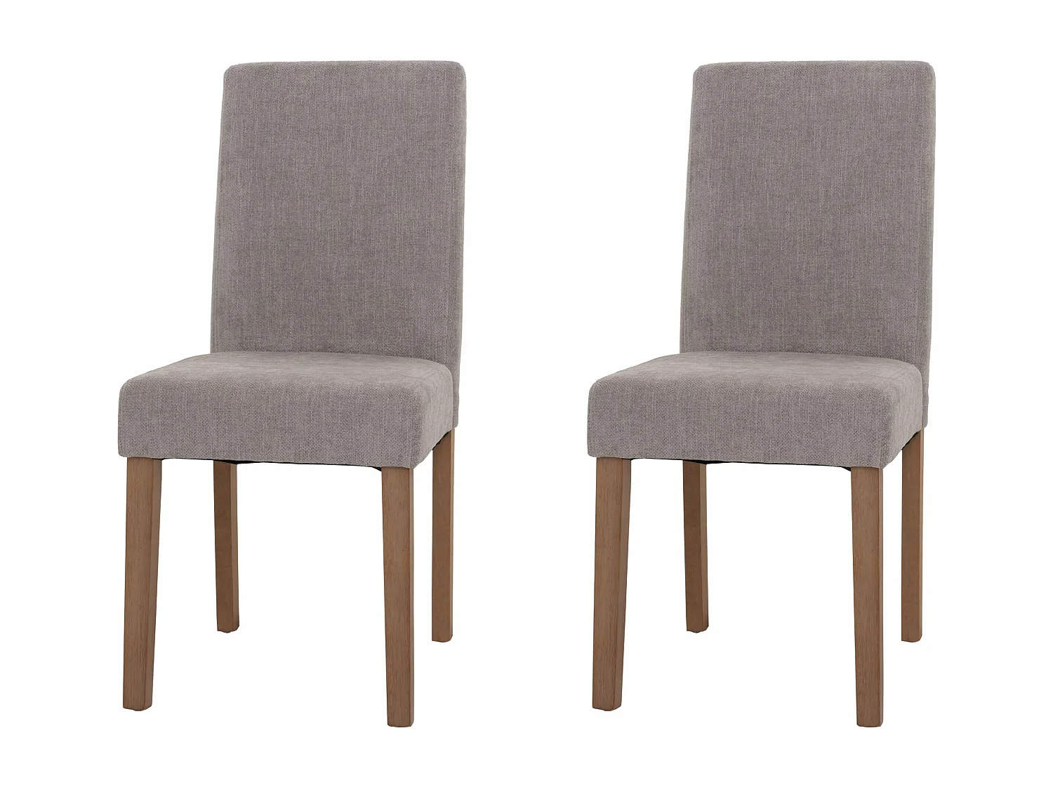 Lot de 2 chaises de salle à manger dossier haut en tissu chenille gris clair pieds en bois clairs 04_0007322