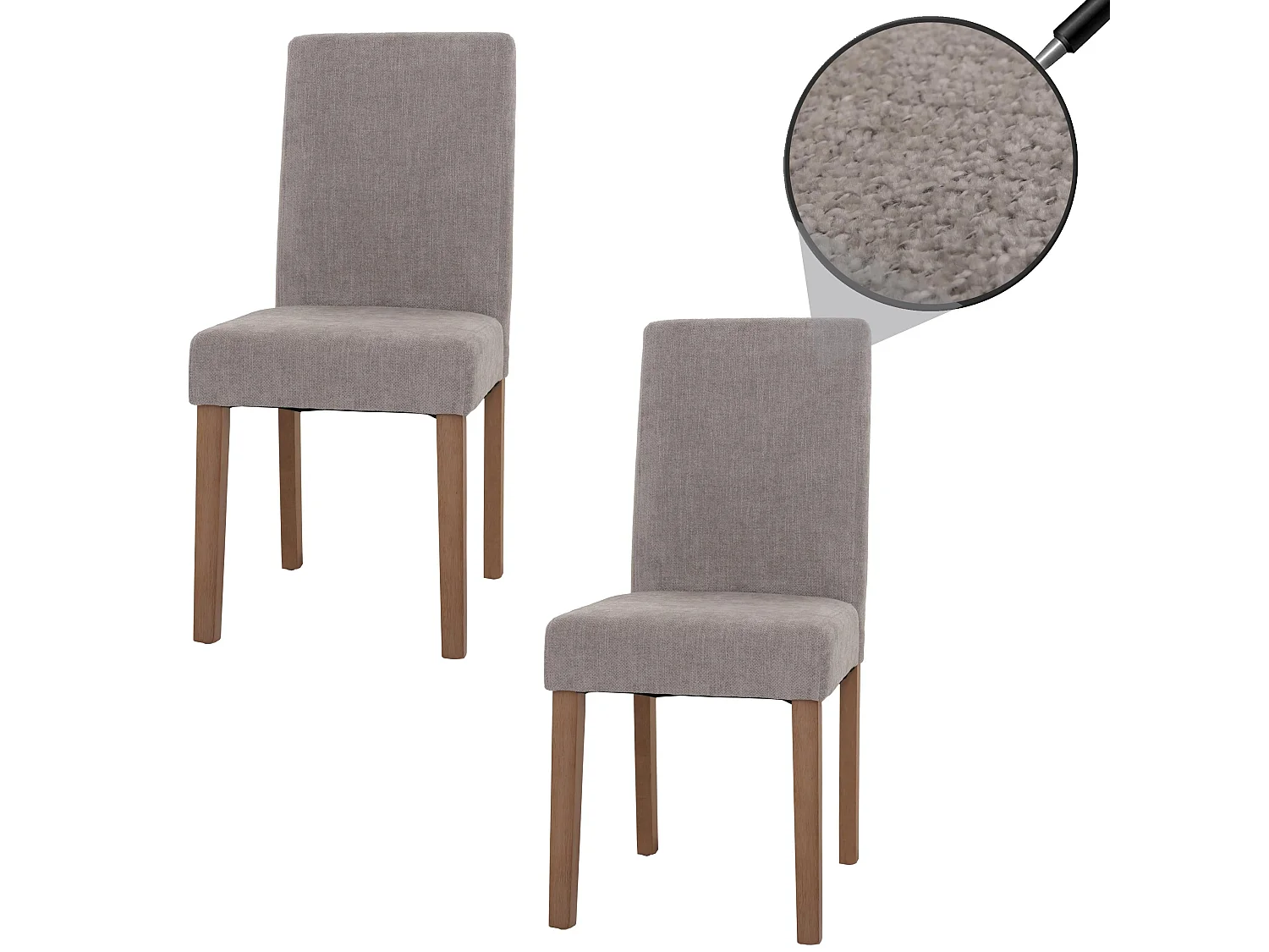 Lot de 2 chaises de salle à manger dossier haut en tissu chenille gris clair pieds en bois clairs 04_0007322