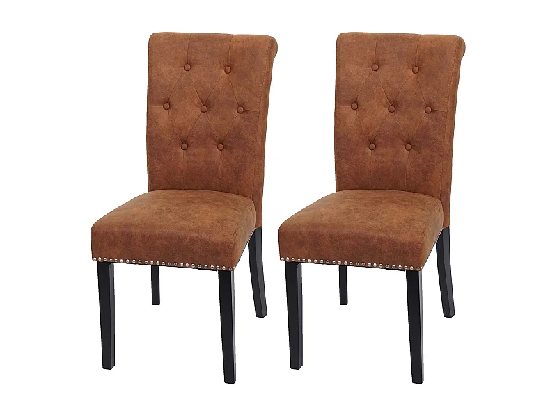 Lot de 2 chaises de salle à manger avec boutons décoratifs en tissu imitation suède pieds foncés 04_0007314