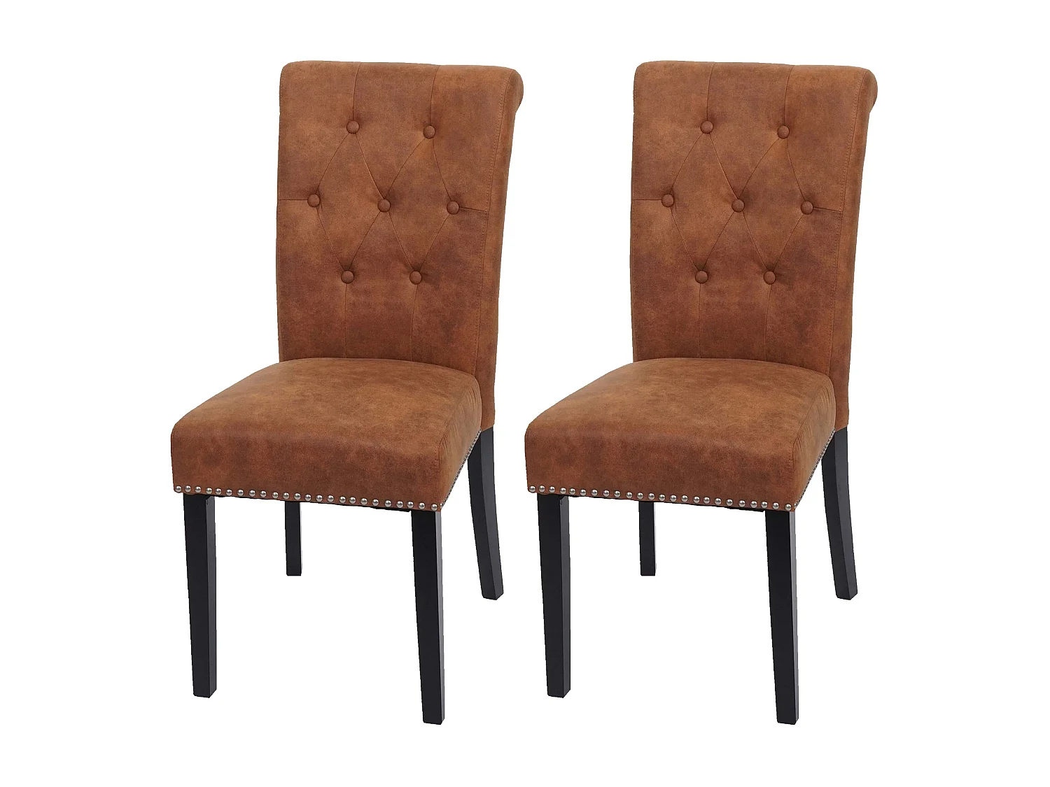 Lot de 2 chaises de salle à manger avec boutons décoratifs en tissu imitation suède pieds foncés 04_0007314