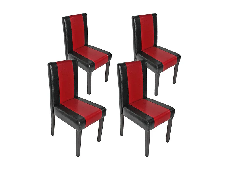 Lot de 4 chaises de salle à manger cuisine design moderne en PVC noir-rouge pieds foncés 04_0007529
