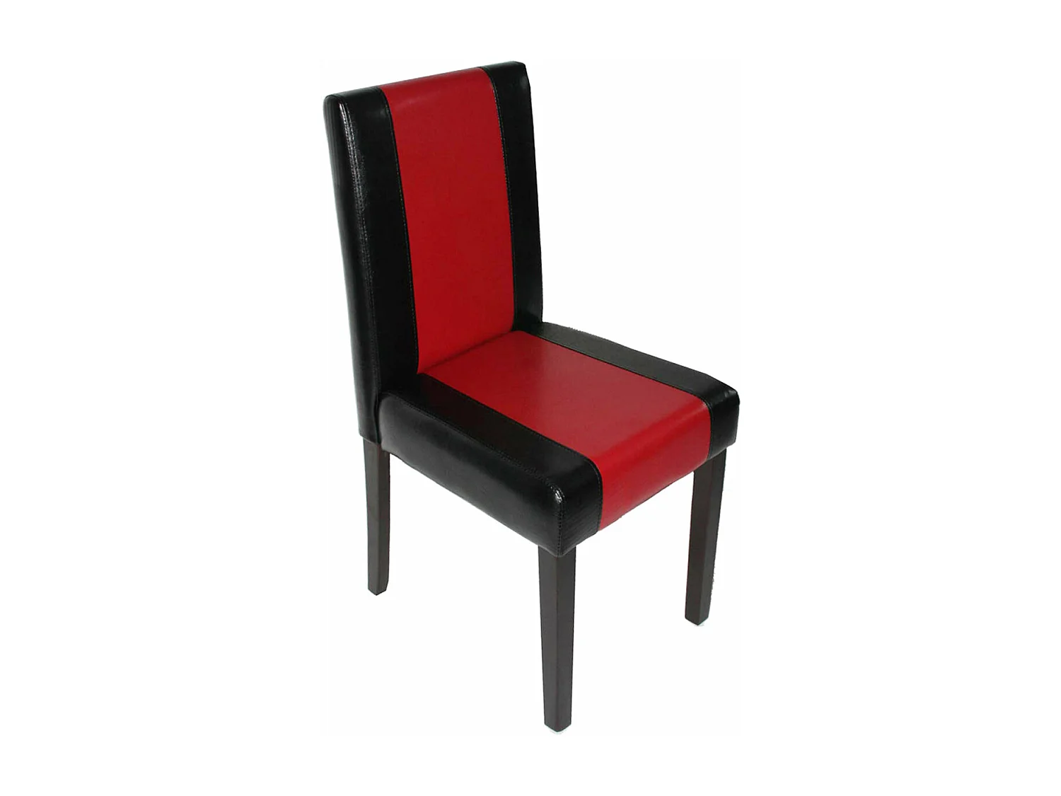 Lot de 4 chaises de salle à manger cuisine design moderne en PVC noir-rouge pieds foncés 04_0007529