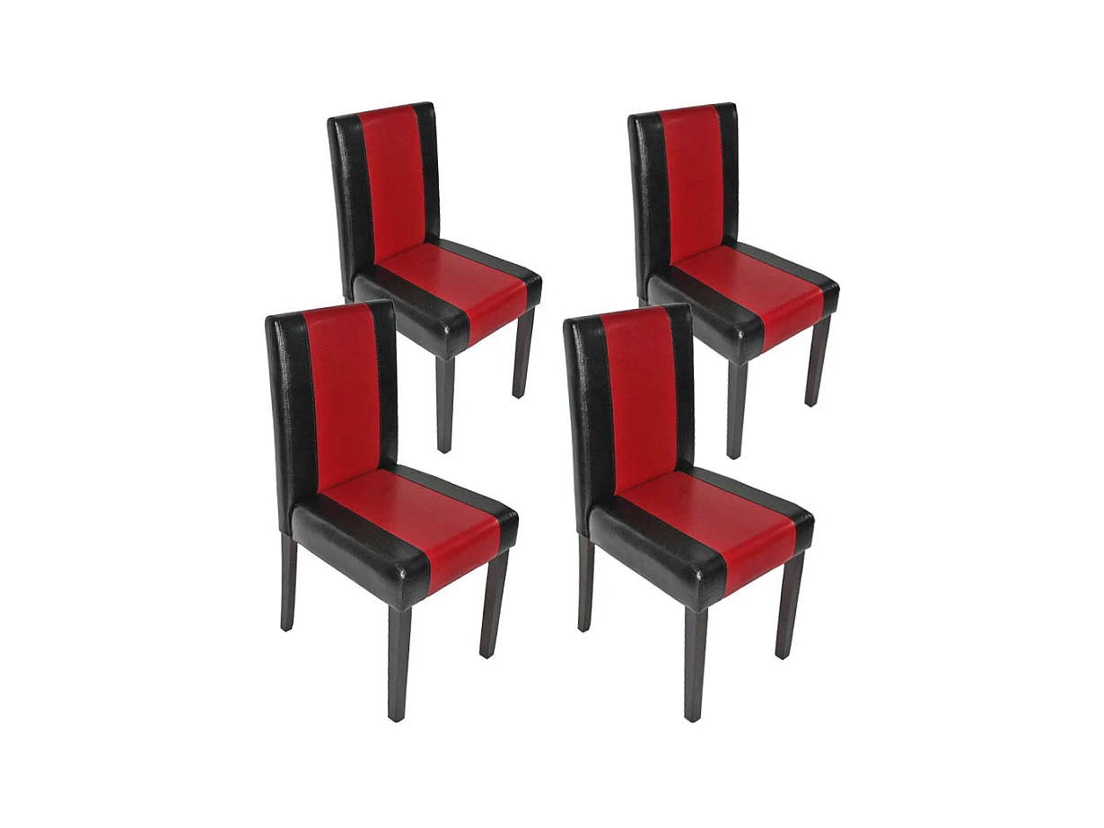 Lot de 4 chaises de salle à manger cuisine design moderne en PVC noir-rouge pieds foncés 04_0007529