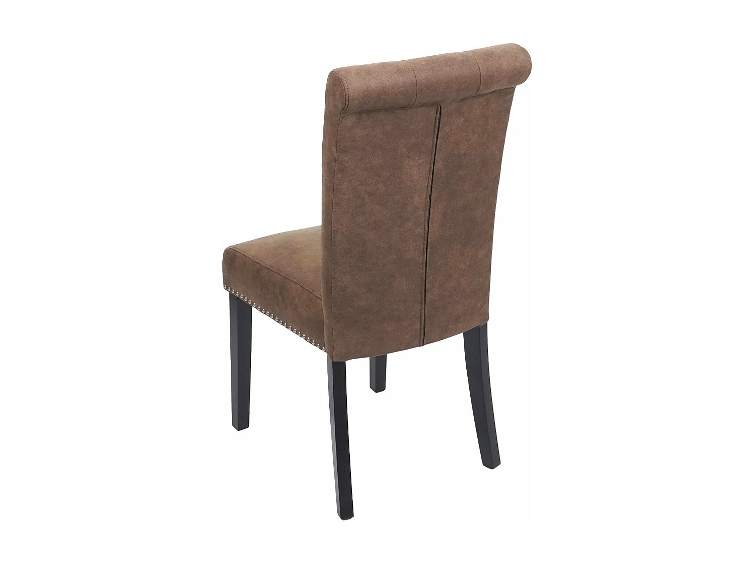 Lot de 2 chaises de salle à manger avec boutons décoratifs en tissu marron pieds foncé 04_0007316