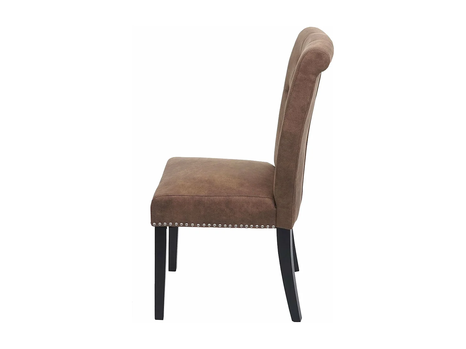 Lot de 2 chaises de salle à manger avec boutons décoratifs en tissu marron pieds foncé 04_0007316