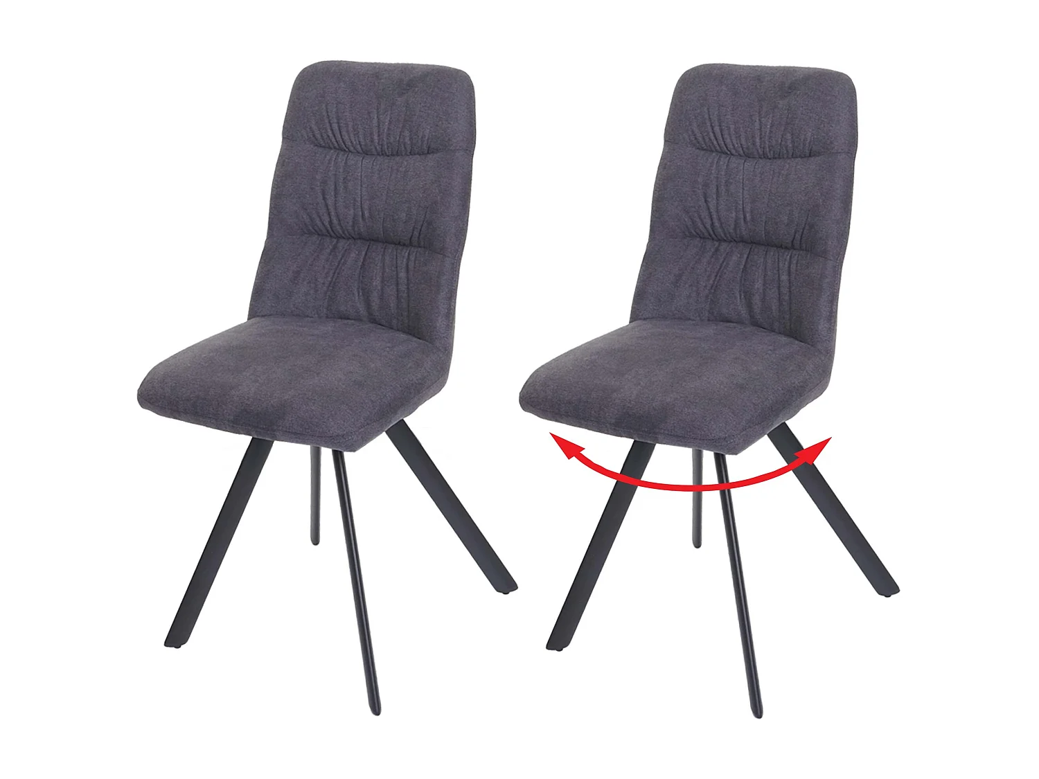 Lot de 2 chaises de salle à manger confortable pivotante en velours anthracite cadre en acier 04_0007358