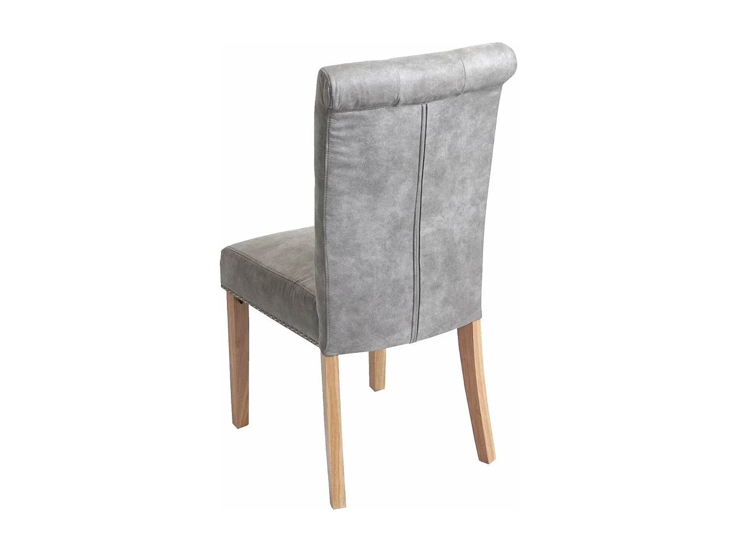 Lot de 2 chaises de salle à manger rivets métalliques tissu gris clair pieds en bois clairs 04_0007315