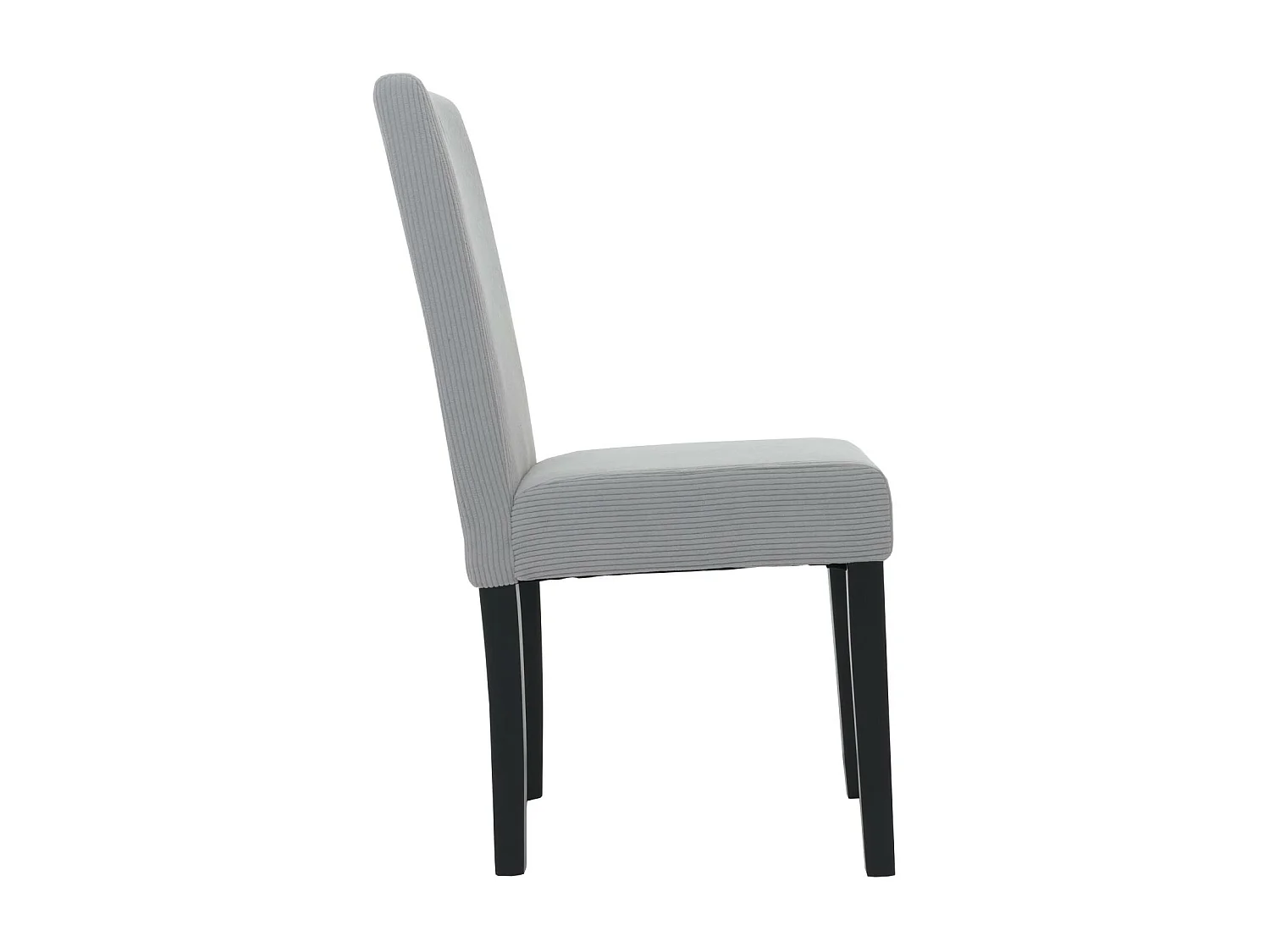 Lot de 4 chaises de salle à manger dossier haut en tissu velours côtelé gris clair pieds foncés 04_0007521