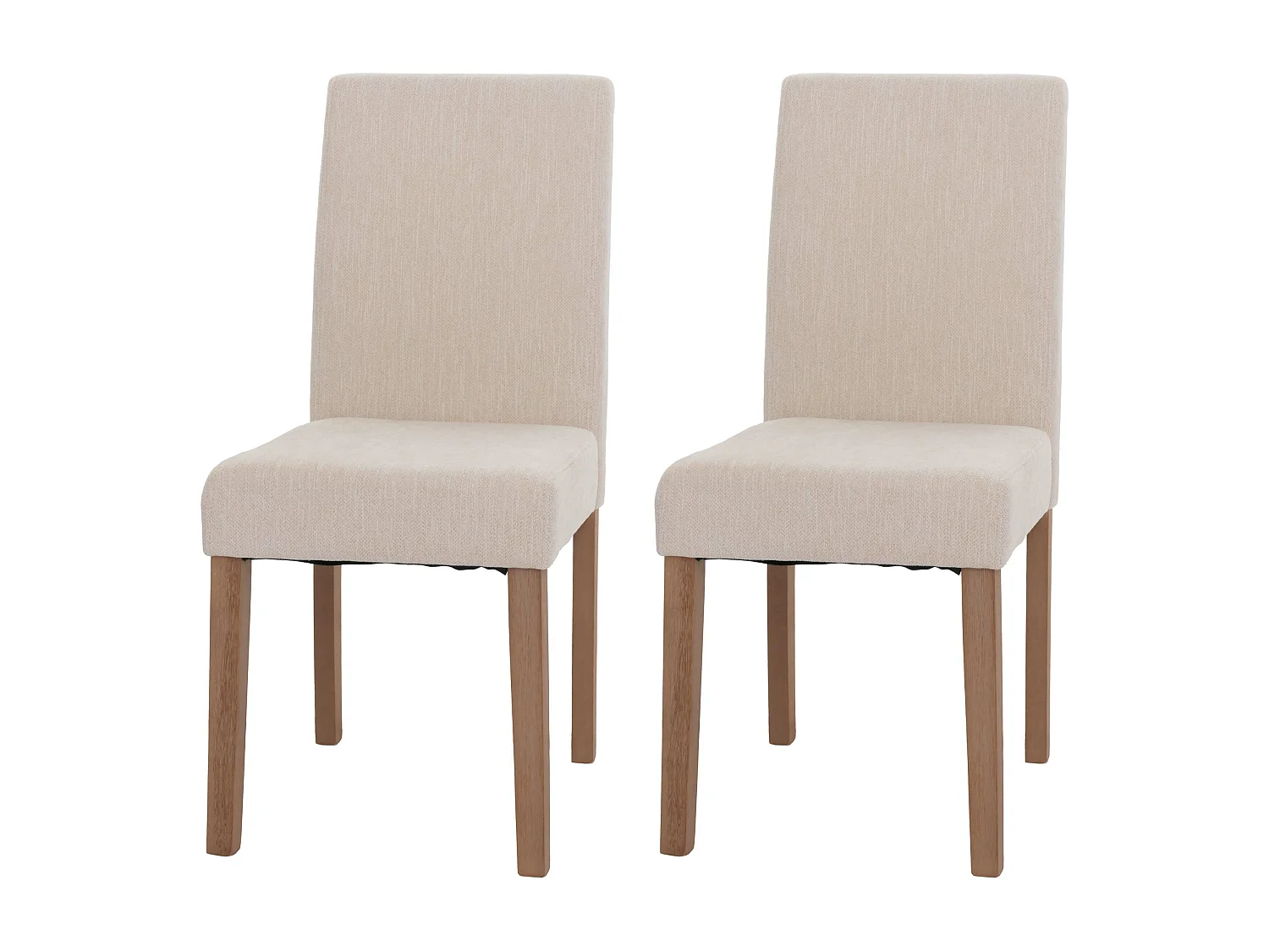 Lot de 2 chaises de salle à manger dossier haut en tissu chenille crème pieds en bois clairs 04_0007321