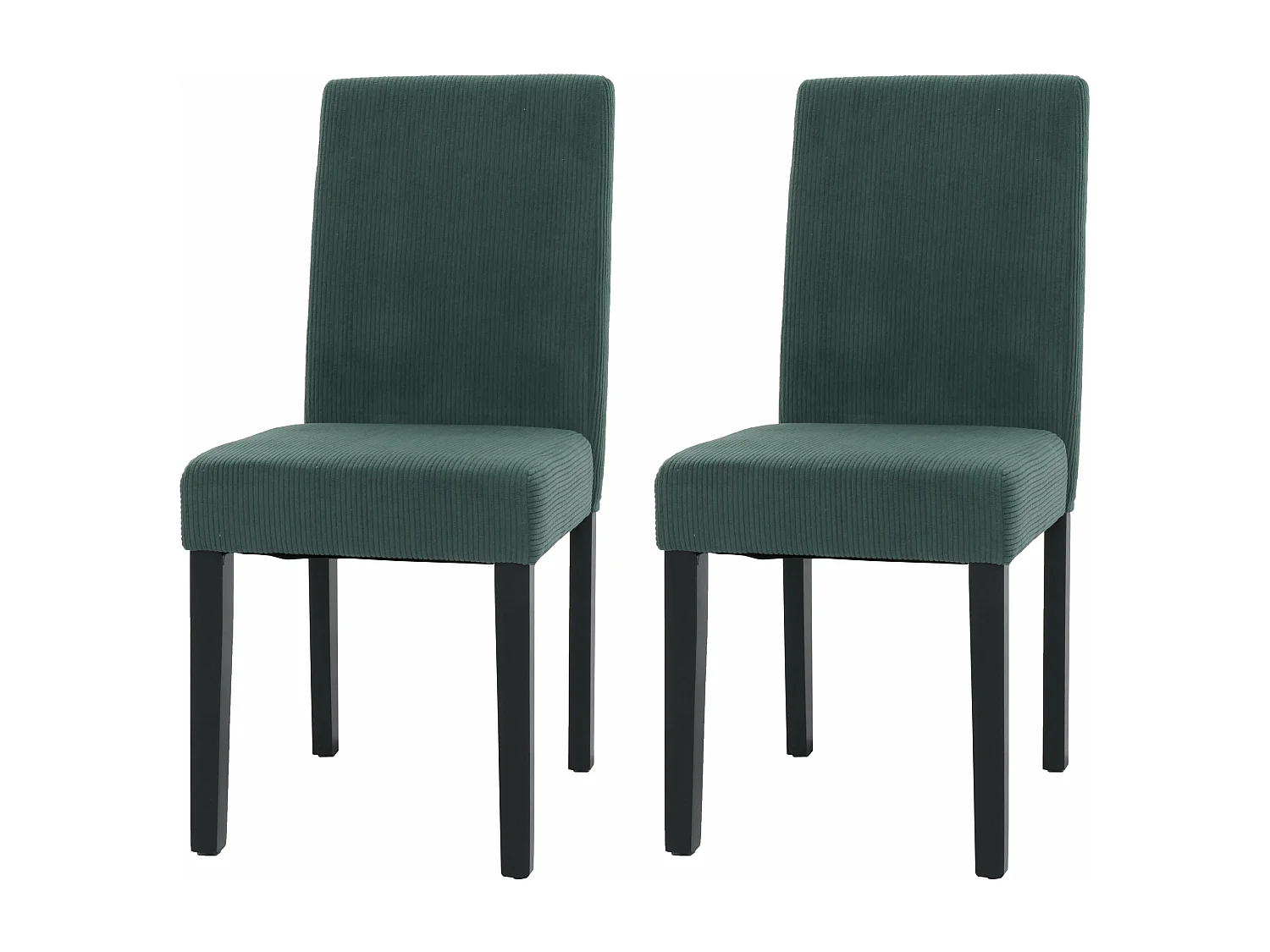 Lot de 2 chaises de salle à manger dossier haut en tissu velours côtelé vert pieds en bois foncés 04_0007330