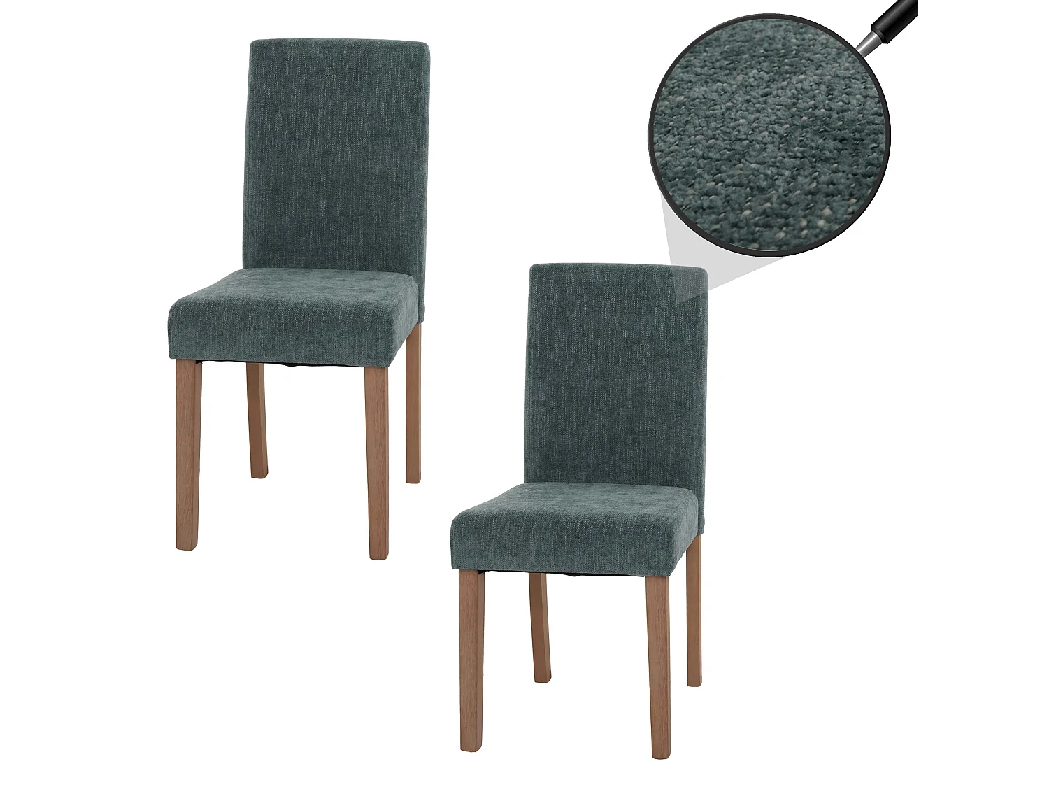Lot de 2 chaises de salle à manger dossier haut en tissu chenille vert pieds en bois clairs 04_0007325