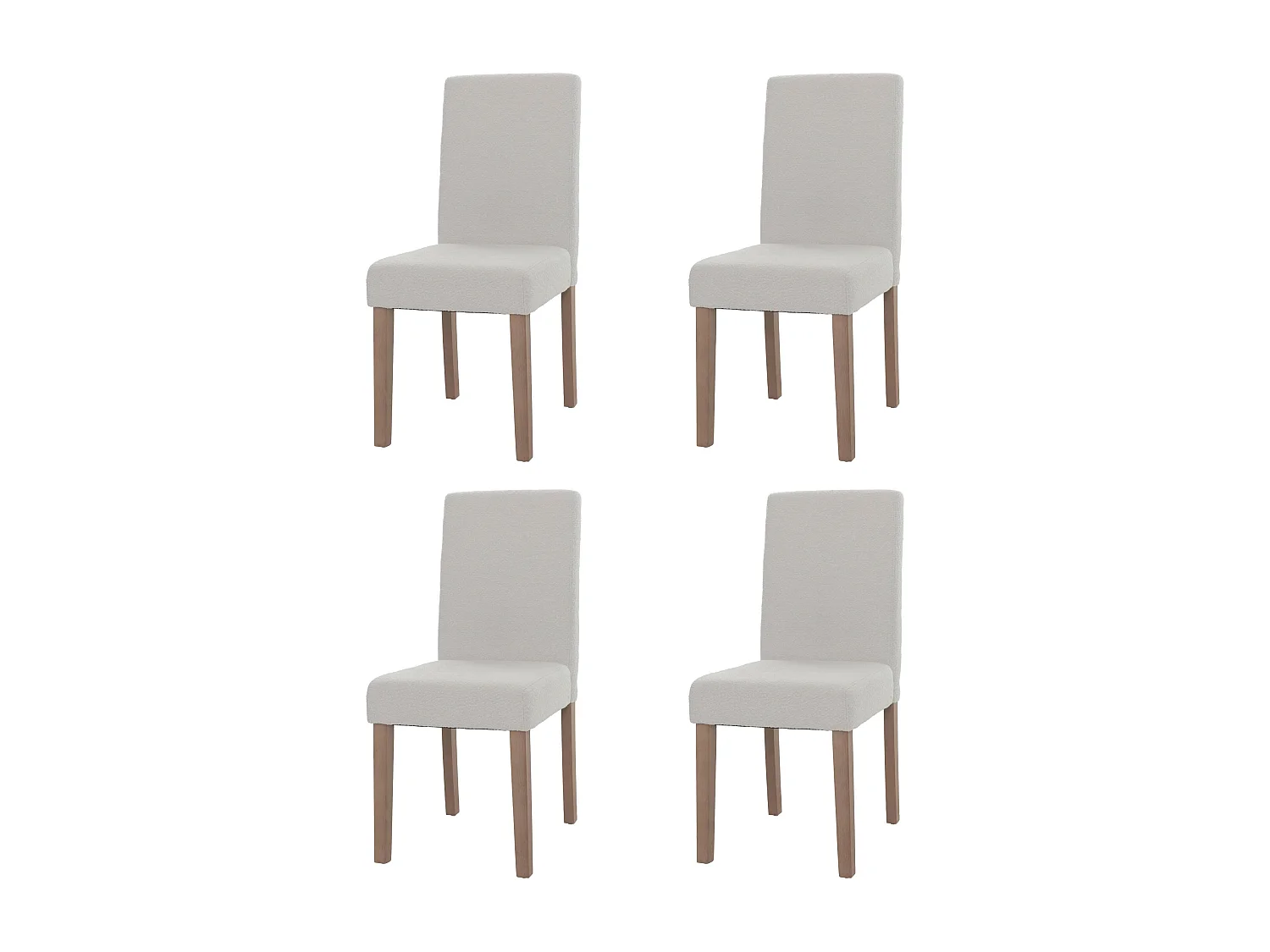 Lot de 4 chaises de salle à manger dossier haut en tissu bouclé crème pieds clair 04_0007513