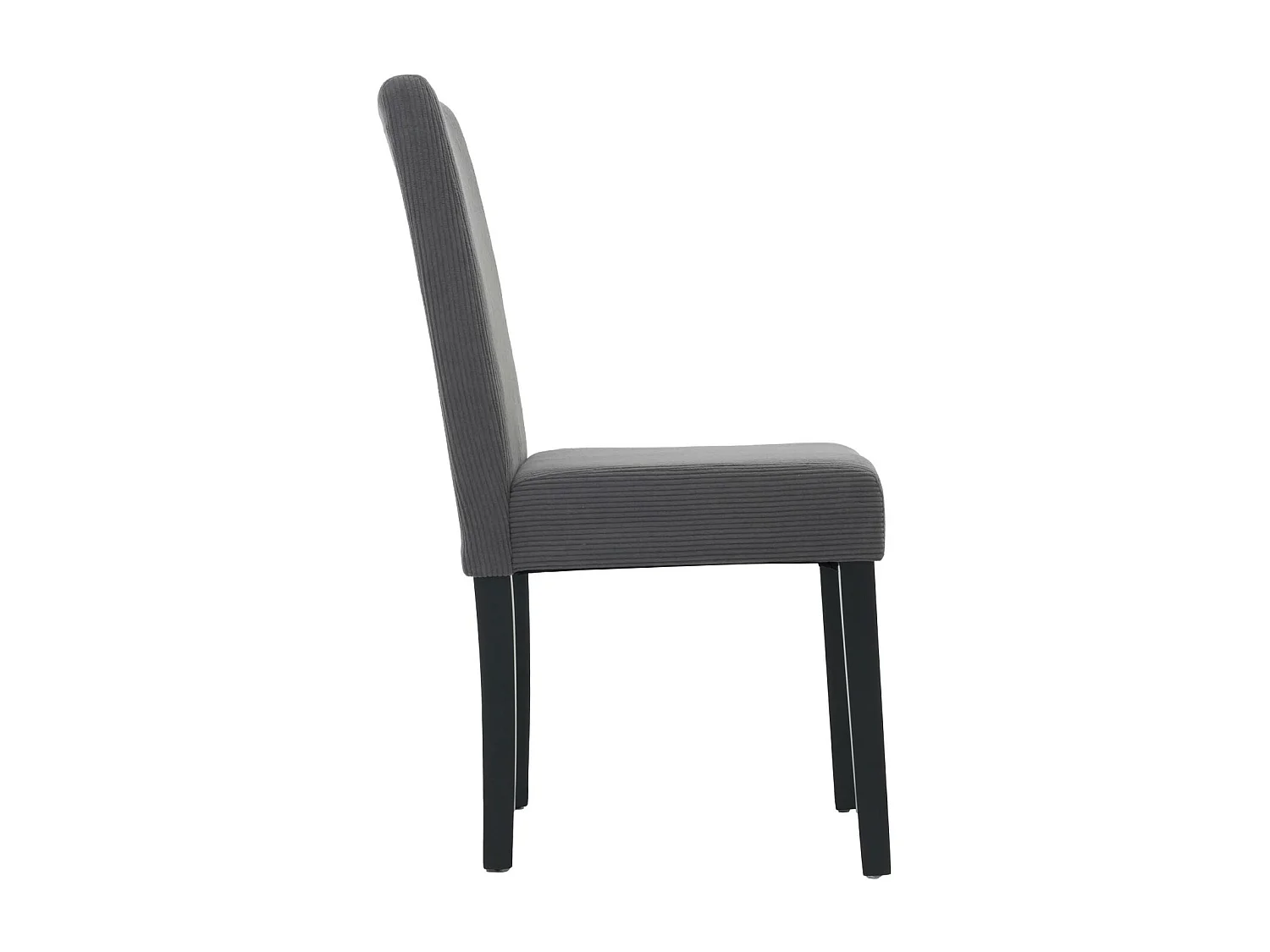 Lot de 2 chaises de salle à manger dossier haut en tissu velours côtelé gris foncé pieds en bois foncés 04_0007328