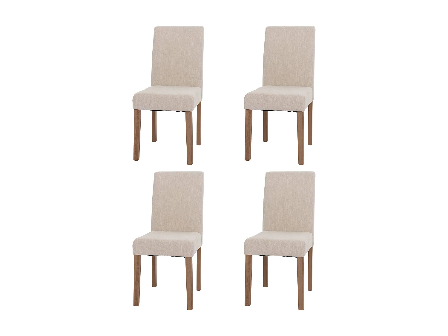 Lot de 4 chaises de salle à manger dossier haut en tissu chenille crème pieds clair 04_0007515