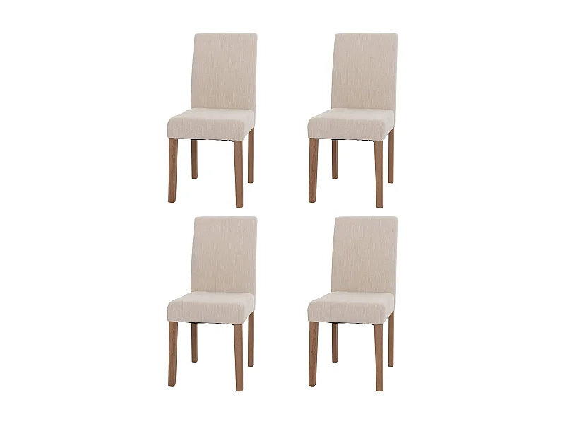 Lot de 4 chaises de salle à manger dossier haut en tissu chenille crème pieds clair 04_0007515