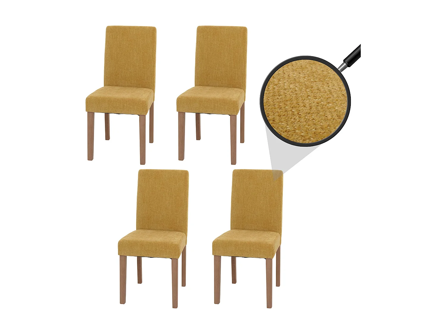 Lot de 4 chaises de salle à manger dossier haut en tissu bouclé jaune pieds clair 04_0007518