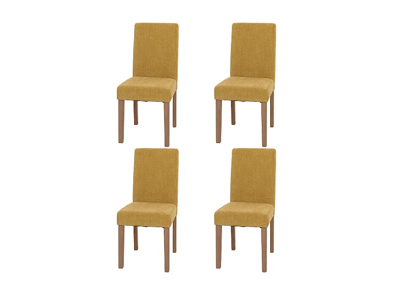 Lot de 4 chaises de salle à manger dossier haut en tissu bouclé jaune pieds clair 04_0007518